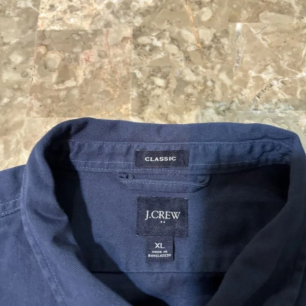 J Crew Shirt Mens XL Classic Blue Long Sleeve Button Oxford Cat Eye Buttons